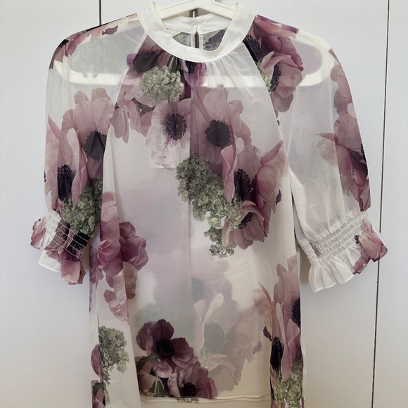 TED BAKER CAYLIEE NEOPOLITAN PUFF SLEEVE TOP - Size 1 (US 4) - Picture 4 of 8
